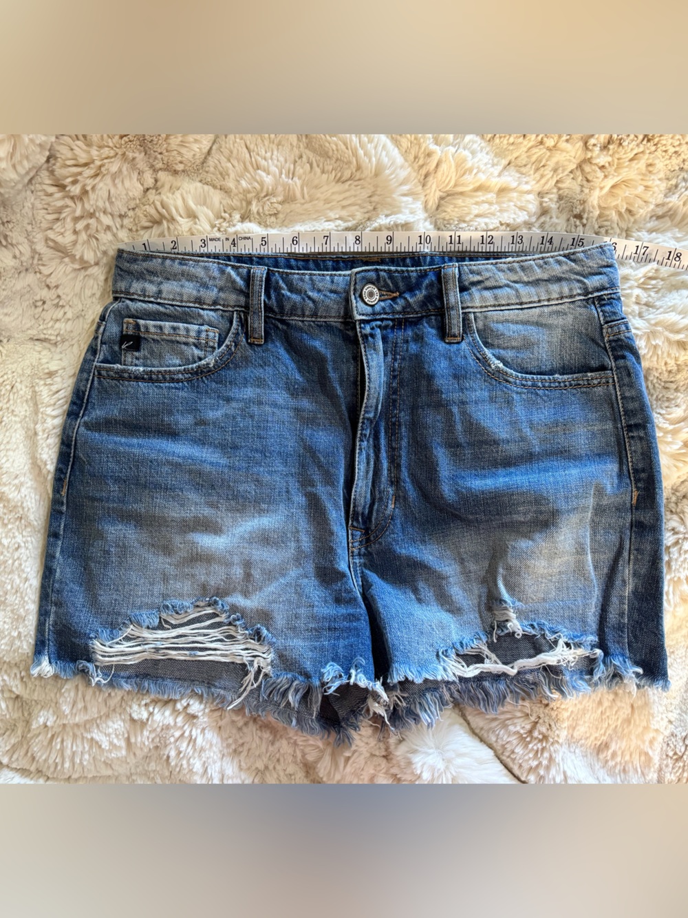 KanCan Distressed Blue Denim Jean Shorts Large